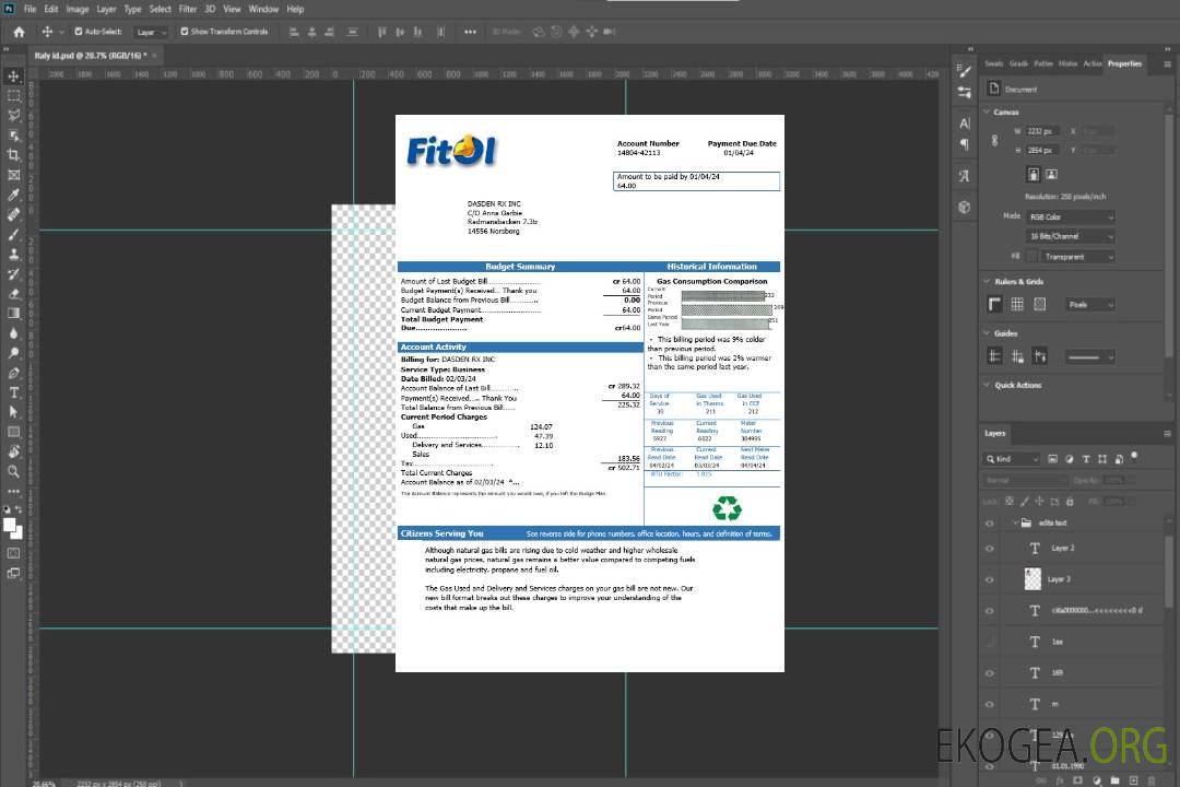 Modèle de facture de services publics de gaz Fitol en Suède aux formats Word et PDF template Modèle de facture de services publics de gaz Fitol en Suède aux formats Word et PDF template